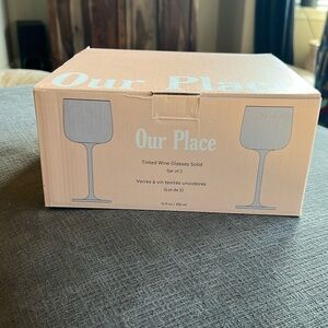 NEW IN BOX OUR PLACE TINTED WINE GLASSES
